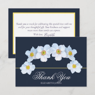 Carte De Remerciements Minimalist White Anemone Bridal Shower Thank You