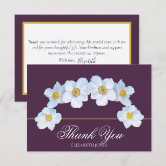 Carte De Remerciements Minimalist White Anemone Bridal Shower Thank You