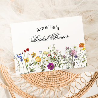 Carte De Remerciements Minimalist Wildflower Bridal Shower