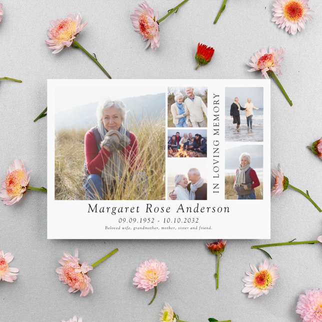 Carte De Remerciements Minimaliste 6 Photo Bereavement Funérailles (Créateur téléchargé)