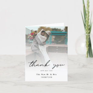 Carte De Remerciements Minimaliste Ajouter photo Mariage moderne photo