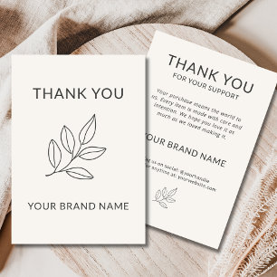 Carte De Remerciements Minimaliste Botanique Petite Entreprise Artisanale