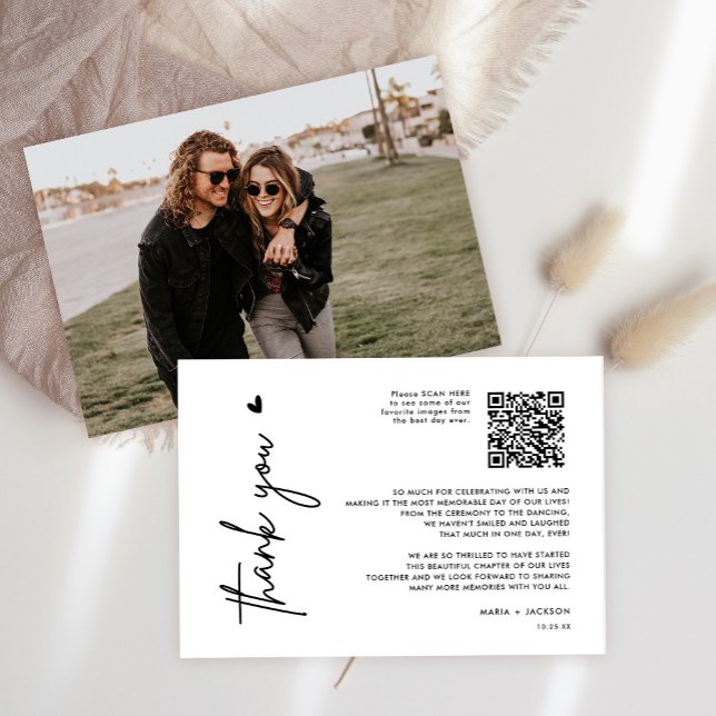 Carte de remerciements minimaliste de code QR phot (Créateur téléchargé)