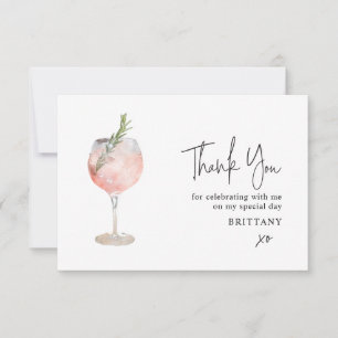 Carte de remerciements minimaliste de vin de cockt