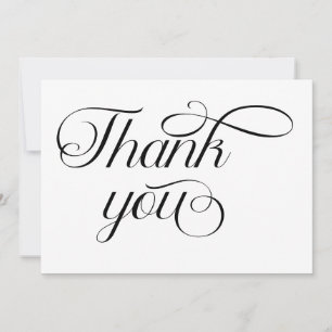 Carte De Remerciements Minimaliste Écriture Noir Blanc