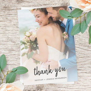 Carte De Remerciements Minimaliste moderne   Mariage photo stylish Script