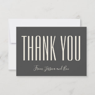 Carte De Remerciements Minimaliste moderne tendance noir et blanc personn