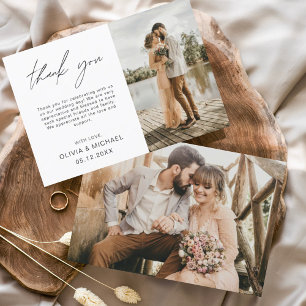 Carte de remerciements minimaliste photo Mariage b