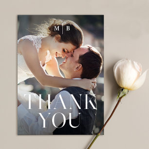 Carte De Remerciements Minimaliste simple typographie Élégant Mariage pho