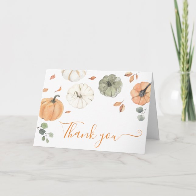 Carte De Remerciements Minimaliste Un Baby shower Un Peu Citrouille (Devant)