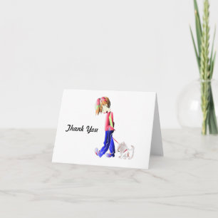 Carte De Remerciements Minnie-moi ! Garçon marche Westie Chien Art