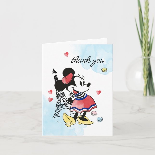 Carte De Remerciements Minnie Mouse Paris anniversaire (Devant)