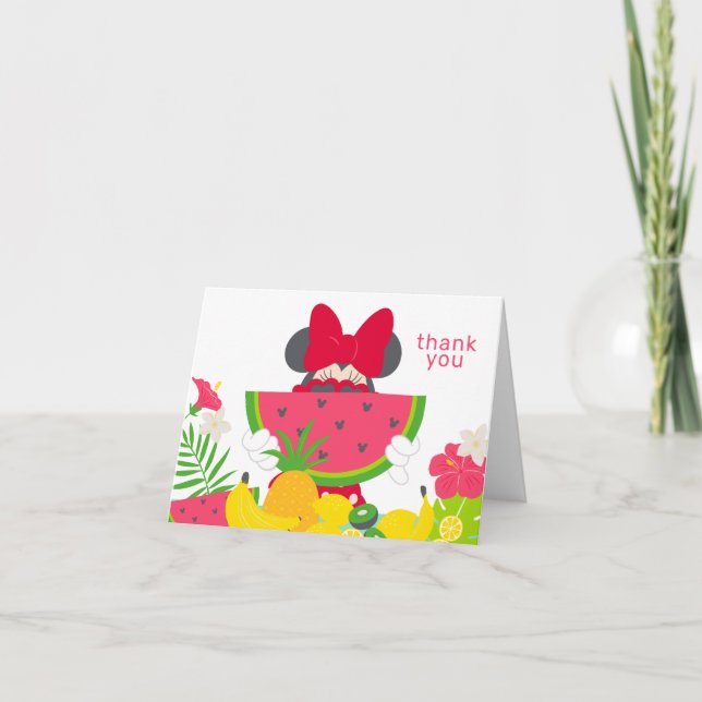 Carte De Remerciements Minnie Mouse | Un dans un Melon 1er anniversaire (Devant)