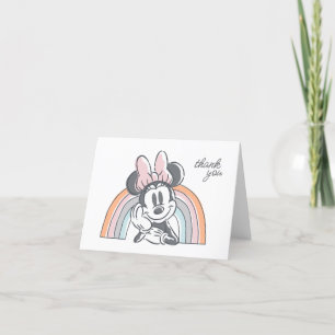 Carte De Remerciements Minnie Souris Aquarelle arc-en-ciel Anniversaire