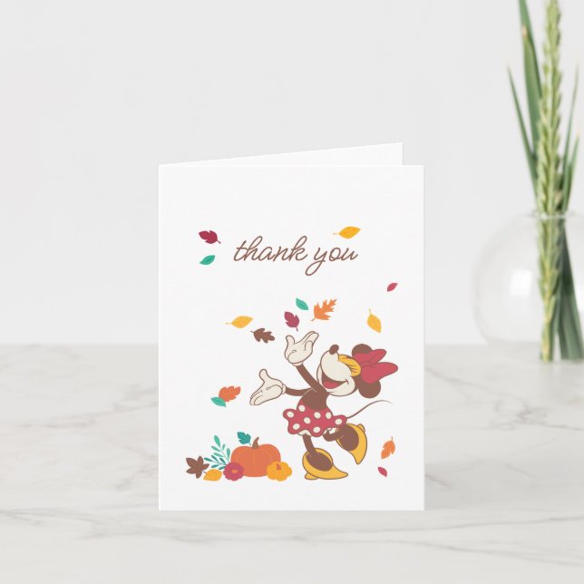 Carte De Remerciements Minnie Souris Citrouille de récolte Anniversaire M (Devant)