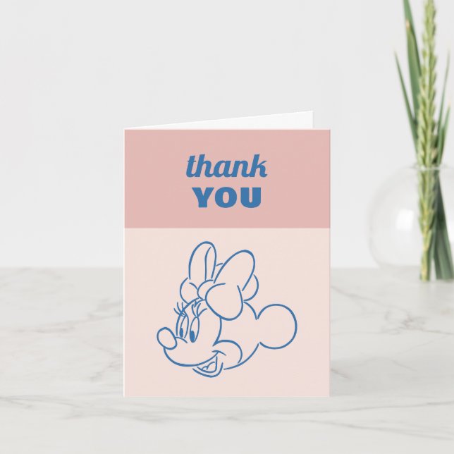 Carte De Remerciements Minnie Souris rose | Filles Anniversaire (Devant)