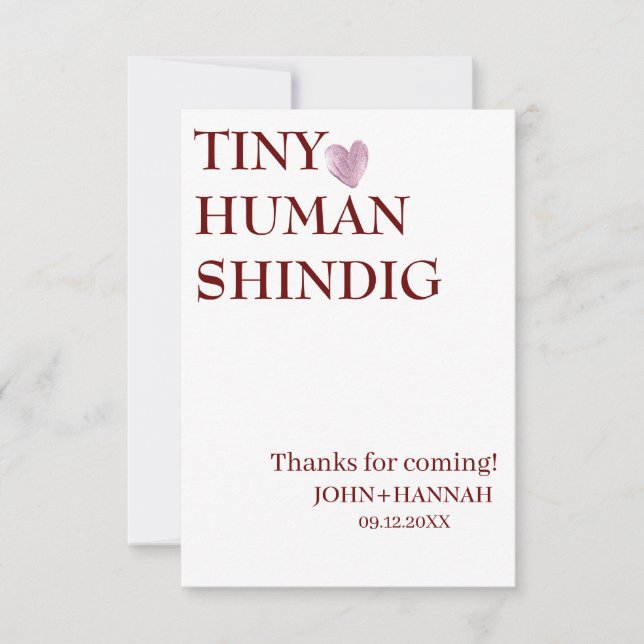 Carte De Remerciements Minuscule Humain Shindig Funny Baby shower Co-ed (Devant)