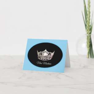 Carte De Remerciements Miss America Argent Crown Note Card Sky Blue