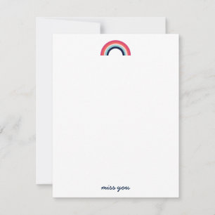 Carte De Remerciements Miss You Modern Rainbow dans Blue Note Card