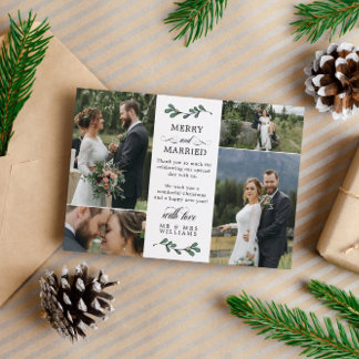 Carte De Remerciements Mistletoe verte Joyeux Marié Photo Noël