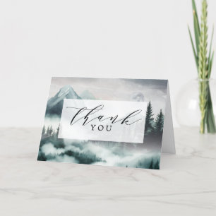 Carte De Remerciements Misty Moonlight Mountain Forest Mariage