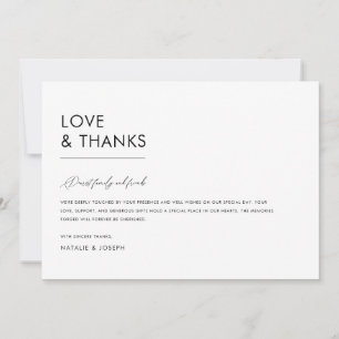 Carte De Remerciements Mninimalist noir & blanc Simple Mariage unique