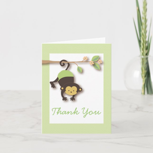Carte De Remerciements Mod Monkey Neutral Baby Green Thank You Card (Devant)