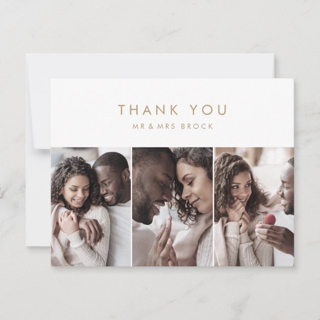 Carte de remerciements Modèle photo Chic Gold 3 (Devant)