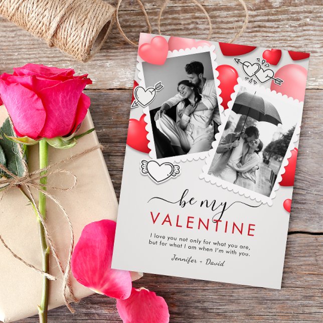 Carte De Remerciements Modern Be my Valentine Photo Holiday Card (Créateur téléchargé)