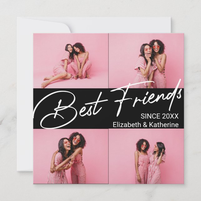 Carte De Remerciements Modern Best Friends 4 Photo Collage Cadeau (Devant)