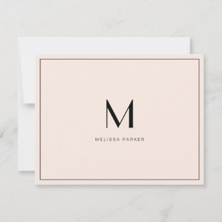 Carte De Remerciements Modern Blush Minimalist monogram flat
