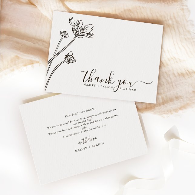 Carte De Remerciements Modern Boho Wildflower Periwinkle Wedding (Créateur téléchargé)