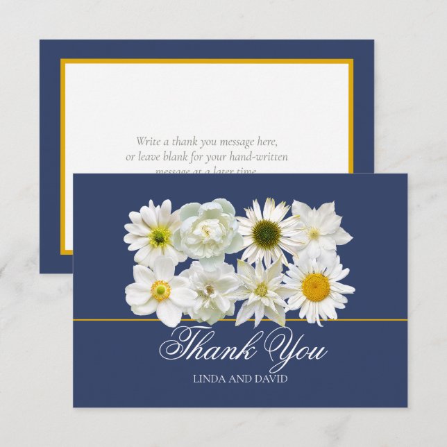 Carte De Remerciements Modern Chic White Flower Bridal Shower Thank You (Devant / Derrière)