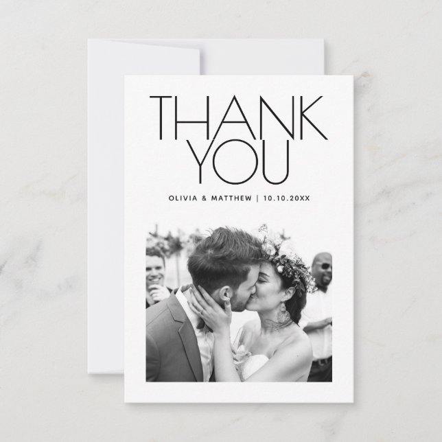 Carte De Remerciements Modern Clean Wedding | Minimalist Elegant Photo (Devant)