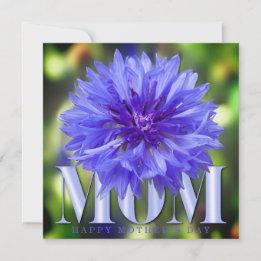 Carte De Remerciements Modern Cornflower Elegant Blue Mother’s Day Card 