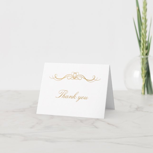 Carte De Remerciements Modern Elegant Monogram Gold Swirl Blank Wedding (Devant)