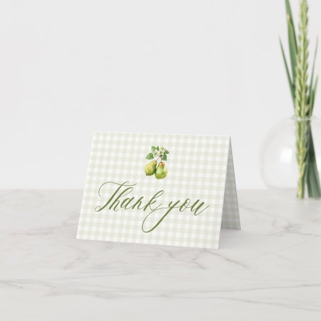 Carte De Remerciements Modern Green Gingham Perfect Pair Bridal Shower (Devant)