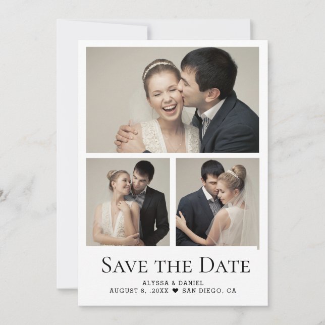 Carte De Remerciements Modern Heart  Photo Collage grid wedding (Devant)