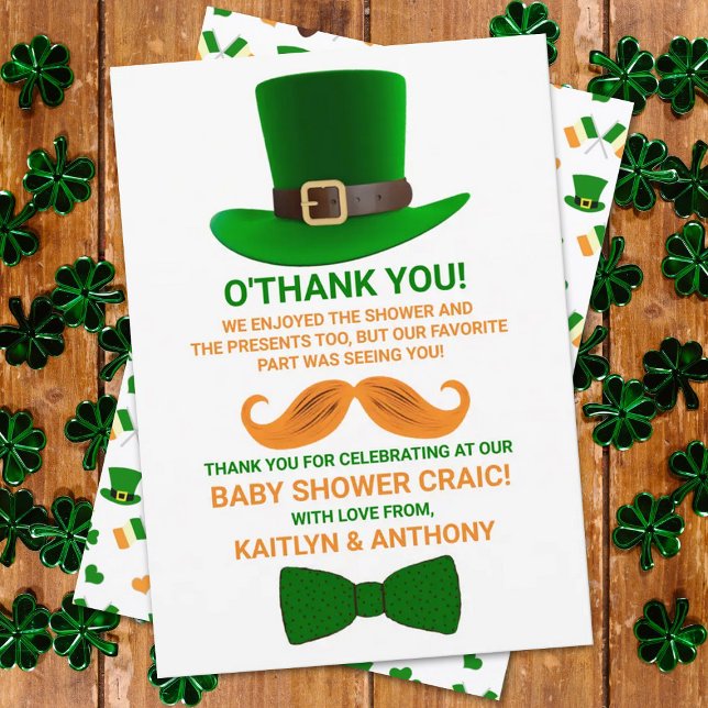 Carte De Remerciements Modern Leprechaun St. Patrick's Day Baby (Créateur téléchargé)