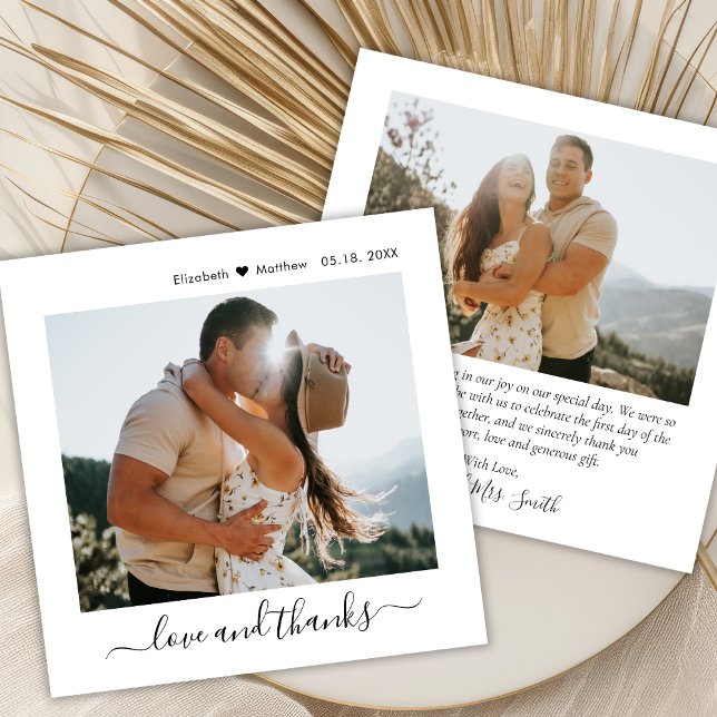 Carte De Remerciements Modern Love and Thanks Script 2 Mariage photo (Créateur téléchargé)