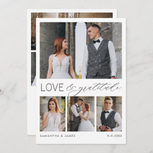 Carte De Remerciements Modern Love & Gratitude 8-Photo Mariage Collage