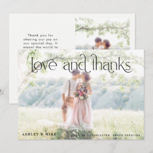 Carte De Remerciements Modern Love & Thanks 2 Mariage photo