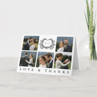 Carte De Remerciements Modern Minimalist Calligraphy Crest monogram Photo