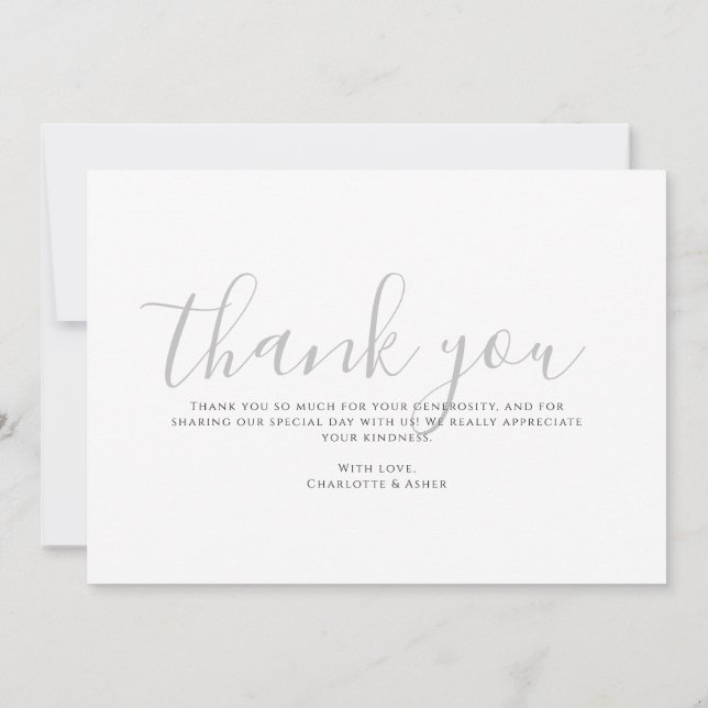 Carte De Remerciements Modern Minimalist Gray Monogram Wedding (Dos)