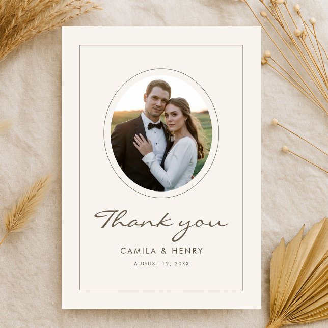 Carte De Remerciements Modern Minimalist Ivory Budget Wedding Photo (Créateur téléchargé)