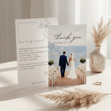 Modern Minimalist Photo Wedding Thank You Card