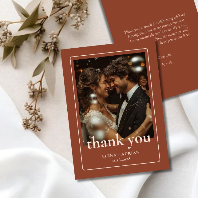 Carte De Remerciements Modern Moody Wedding Thank You Card with Photo (Créateur téléchargé)