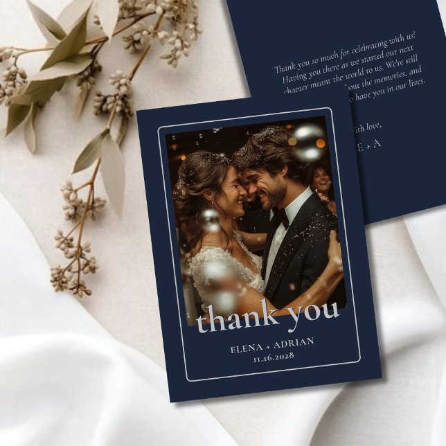 Carte De Remerciements Modern Moody Wedding Thank You Card with Photo (Créateur téléchargé)