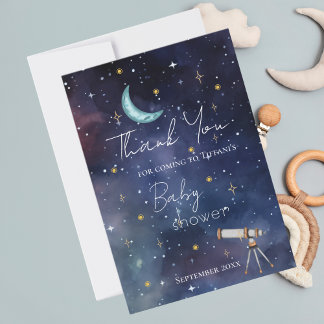 Carte De Remerciements Modern Moon & Stars Baby Shower Thank You Card