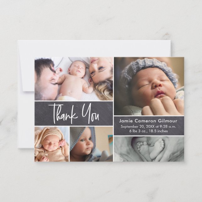 Carte De Remerciements Modern Photo Collage Baby Shower Small Note (Devant)